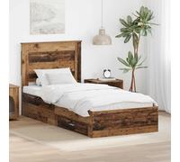 Teenpull Wooden Bed Frame with Storage Drawer and headboard, Plywood Construction, Adjustable 90.4 to 100 cm, slatted Platform for Bedroom Organization, Indoor Use, Easy Assembly
