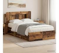 Teenpull Wooden Bed Frame with Storage in Aged Wood Finish, 120 x 190 cm Mattress fit, Built in Drawers and Slat Support, for Bedroom Use, Indoor Setup, Space Saving Design for 2 Sleepers