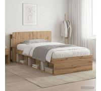 Teenpull Wooden Bed Frame with Storage Oak Artisan 75 x 190 cm, Bed Base with headboard, slatted Support, Drawer Storage, Indoor Bedroom Platform, Space Saving for Adults and Guests