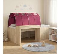 Teenpull Wooden Bed Frame with Tunnel, Artisan Oak and Red, slatted Base, Integrated Desk, Under Bed Storage, Indoor Use, for 2 People, 120 kg MAX, 193 x 118.5 x 75 cm