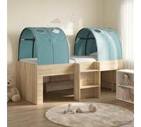 Teenpull Wooden Bed Frame with Tunnel, Sonoma and Light Blue, 3 Piece Set, slatted Base, Storage Space, Indoor Use, 193 x 96 x 68.5 cm, for 2 People, Easy Assembly, Modern Bedroom