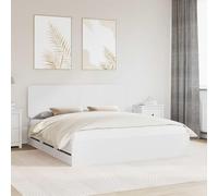 Teenpull Wooden Engineered Bed Frame with Drawer 180 x 200 cm, Bed Base, slatted Support, headboard, Storage Platform for Bedroom, Indoor Use, Easy Assembly, up to 200 kg Load
