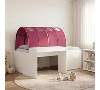 Teenpull Wooden Loft Bed Frame with Tunnel, White and Red, 203 x 123.5 x 75 cm, Slatted Base for 80 x 200 cm Mattress, Indoor Bedroom and Guest Room Space Saving