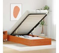 Teenpull Wooden Ottoman Bed Frame with Storage in Wax Brown, Gas Lift Mechanism, Pine Structure, Fits 80 x 200 cm Mattress, Space Saving Bedroom Base for Indoor Use, Easy Assembly and Hidden Storage