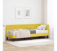 Teenpull Yellow Corner Bed Frame with Mattress, Velvet Headboard, Plywood Base, 80 x 200 cm, 204 x 84 x 72 cm, Indoor Bedroom Sofa Bed for Small Spaces, Support and Comfort