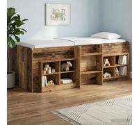 Teenpull Youth Loft Bed Frame in Aged Wood, Crafted Wood Structure, 80 x 200 cm Mattress Support, underbed Storage, Indoor Use, Assembly Required, Space Saving for Kids Room and Modern bedrooms