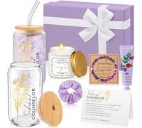 Teenyyou 10 piezas de regalos de consejero escolar para mujeres, caja de regalo de agradecimiento con taza de cristal, pulsera de vela, crema de manos, coleteros para el cabello para maestros