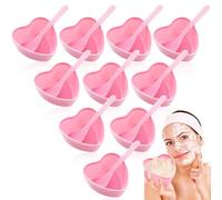 Teenyyou 5 juegos de cuencos de plástico con forma de corazón para mezclar máscara facial con espátula, suministros de esteticista, cuenco rosa para máscara facial, kit de herramientas de mezcla para