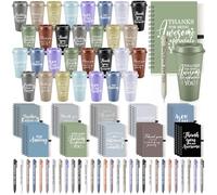 Teenyyou Juego de 90 piezas de regalo de agradecimiento para empleados, vaso de 16 onzas con tapa, cuaderno y bolígrafo, regalo de agradecimiento a granel, recuerdo de fiesta para oficina, compañeros