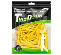 Tees de Golf Thiodoon de 2 1/8 Pulgadas, Menos fricción, de Madera, para Entrenamiento de Golfista, Profesionales, de Madera Natural, 100 Unidades, Amarillo