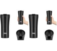 Teesa Taza térmica de viaje (500 ml), color negro (Paquete de 2)