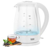 Teesa TSA1511W - Hervidor de agua inalámbrico de vidrio (1,8 L), color blanco