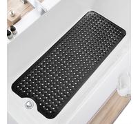 TEESHLY Tapetes de bañera y Ducha, Antideslizante, de 40 x 16 Pulgadas, tapete de baño Extragrande Lavable a máquina con Agujeros de Drenaje, ventosas para Piso de baño (Negro)