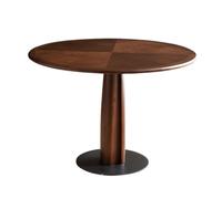 TEESONG Mesa de centro de escritorio de color nogal, pequeña mesa redonda de madera maciza para comedor, café informal con base de metal (tamaño: S: 89 cm, M: 99 cm)
