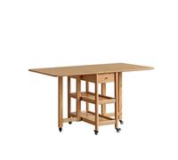 TEESONG Mesa de centro de escritorio de madera maciza, mesa de comedor nórdica, pequeña, para el hogar, móvil, plegable, moderna, simple, roble