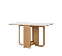 TEESONG Mesa de centro de escritorio de madera maciza, moderna, simple, retráctil, para el hogar, pequeño apartamento, ahorro de espacio, losa de roca de roble plegable