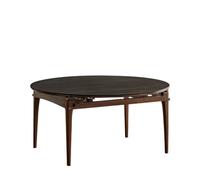 TEESONG Mesa de centro de escritorio de madera maciza para el hogar pequeño, moderna, ligera, placa de roca de lujo, retráctil, plegable, redonda