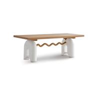 TEESONG Mesa de Centro de Escritorio Mesa De Comedor Vintage Roble Blanco Macizo, 180 Cm/71 Pulgadas, Adecuada For Hogares, Habitaciones Y Salas Estar Modernos