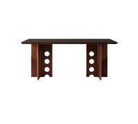 TEESONG Mesa de centro de escritorio para el hogar, estilo retro medieval, mesa de comedor rectangular de color ceniza negra