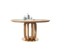 TEESONG Mesa de centro de escritorio para el hogar, pequeña mesa de comedor redonda de madera maciza, color original, tocadiscos integrados