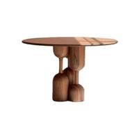 TEESONG Mesa de centro de escritorio personalizada retro de madera maciza, mesa redonda para el hogar, restaurante, original, creativo, estilo medieval, comedor