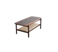 TEESONG Mesas Auxiliares Pequeñas Mesa de Centro Moderna Mesa de Centro de Vidrio de Madera Maciza Mesa de Centro Rectangular Mesa de Nogal Negro Mesa Auxiliar Retro Mesas de Centro para Salón