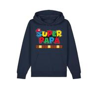 Teetaly Sudadera con Capucha Super Papá, Regalo para el día del Padre, Disponible en 7 Colores, Azul Navy, M