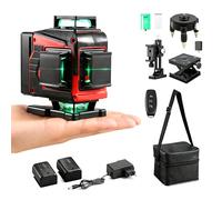 TEETEENO Mini Nivel Láser Verde, Nivel Laser Autonivelante 4D 16 Líneas 360° Auto-Niveling, 2x2400mAh Cargable, Ideal para Carpintería, Pintura & Exterior