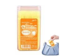 Teeth Clean Picks,Double-Head Fruit Flavored Toothpicks - 100 Pieces Stain Remover Soft Bristles Mouth Care Tools for Hotel Restaurant Camping Banquet Kitchen