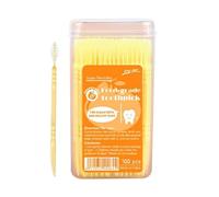 Teeth Clean Picks,Double-Tip Teeth Cleaning Flavored Toothpicks - 100 Pieces Stain Remover Soft Bristles Mouth Care Tools for Hotel Restaurant Camping Banquet Kitchen