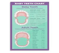 Teething Timeline Poster Baby Teeth Eruption Chart Dental Development Guide for Nursery Kids Room Decor(Framed,08x12inch(20x30cm))