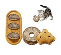 Teething Toys for Kittens, Teeth Cleaning Loofah Sponge, 3 Pieces Bread Shape Cat Biting Toys, for Mental Stimulation Chewing Training Small Medium Large Breed Puppy Outdoor