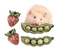 TEEWY 4 juguetes de cobayas, evitan el crecimiento excesivo de dientes, verduras naturales y hierba timoteo, juguetes masticables para hámster, juguetes masticables de cobayas, juguetes de chinchilla