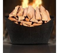 tEEZErshop Cesta de fieltro para leña de chimenea, grande, XXL, 5 mm, de fieltro extragrueso, plegable, capacidad de carga de 60 kg, bolsa de fieltro para leña, madera, periódicos, ropa (negro)