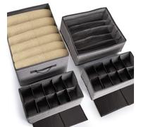 tEEZErshop Organizador de Armario 4 Piezas|Conjunto de Organizador de Cajón Extra Grande con Cartón Estable de PP de 3MM|Caja Plegable de Almacenaje de Cajón para Jeans,Sujetador,Calcetines,Sistema Organizador de Armario(Gris)