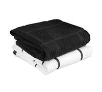 Tefal 2-Pack Kitchen Towels T-Fal-Paquete de 2 Toallas de Cocina de parquet Cuadros, Algodón, Gris Oscuro, Solid/Check - 2 Pack, 2