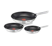 Tefal a704s3 Duetto antiha ftbesch ichtetes - Juego de sartenes, Acero Inoxidable, Acero Inoxidable/Negro, 29,5 x 10 x 47 cm, 3 Unidades
