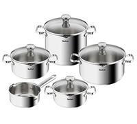 Tefal A705S9 Duetto - Juego de ollas de 9 piezas | apta para inducción | acero inoxidable robusto y de alta calidad | respetuoso con el medio ambiente | tapa de filtro | apto para horno hasta 260 °C