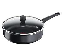 Tefal B55532 Easy Cook & Clean Sartén honda de 24 cm, incluye tapa de cristal, con revestimiento antiadherente, segura, señal térmica, base estable, escala de medición, cocción suave, color negro