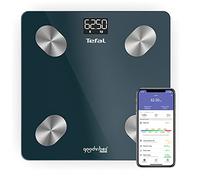 Tefal Balance conectado, 10 indicadores corporales, Aplicación conectada, Uso simple, Número ilimitado de usuarios, Capacidad 180 kg, Graduación 100 g, Goodvibes Life+ BM9620S1