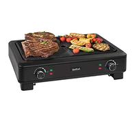 Tefal Barbacoa eléctrica Smoke Less TG9008 | Barbacoa eléctrica para interior | Poco humo y olor | 2 superficies de parrilla independientes | Termostatos con 5 ajustes | Fácil limpieza | 2000 W