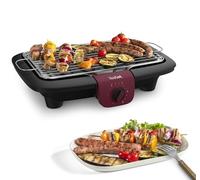 Tefal BG90E5 Easygrill Adjust Parrilla eléctrica de mesa, 2300 W, superficie de 720 cm², fácil limpieza, color negro y burdeos