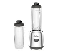Tefal BL15FD Mix and Move - Mini batidora de vaso (300 W, 2 botellas To-Go en Tritán premium, diseño compacto, fácil de limpiar, cuchillas extraíbles, manejo con un solo botón, plata/gris)