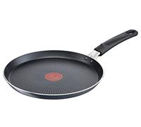Tefal C38510 XL Force - Sartén para crepes, 25 cm, revestimiento antiadherente, resistente, señal térmica, base difusora, forma extra ancha, mango estable, color negro