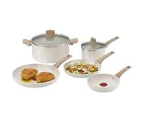 Tefal Cera Bright On - Juego de 3 sartenes de 20/24/28 cm, Cazo de 16cm, Olla de 24cm, Revestimiento cerámico antiadherente de aluminio, 100% reciclado, Thermo-Signal, Tecnología inducción avanzada