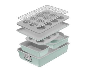 Tefal Ceramik - Juego de 8 piezas, moldes para tartas, bandeja para horno, revestimiento cerámico, resistente, fácil desmolde, J175S804