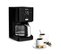 Tefal CM600810 Smart N Light Cafetera Filtro, Cabezal de Extracción Extragrande, Programable 24 h, Función Aroma, Apagado Automático en 30 minutos, Antigoteo, Color Negro, Capacidad de 1.25 l