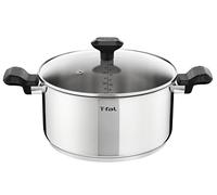 Tefal Comfort Max C9734604 - Cacerola duradera de acero inoxidable de 24 cm con tapa de vidrio, compatible con inducción, asas ergonómicas que se mantienen frías, lavavajillas