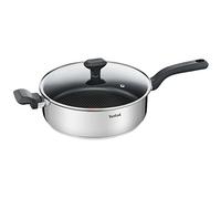 Tefal Comfort Max - Guisera baja 26 cm de acero inoxidable y tapa de cristal, mango ergonómico fresco, difusión del calor uniforme, base gruesa antideformación, apta todas las cocinas y horno