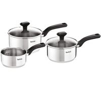 Tefal Comfort Max - Juego de 3 Cazos + 2 Tapas, Acero Inoxidable | 3 Cazos de 16/18/20 cm + 2 Tapas, Revestimiento Antiadherente, Thermo-Spot, Diseño resistente y duradero, Apto inducción